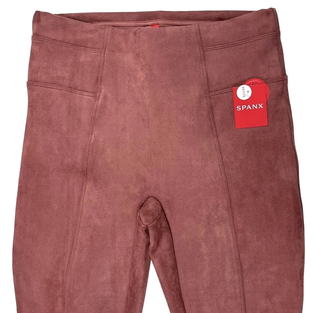 Spanx Women Medium Petite Rich Rose Pink Faux Suede Legging‎